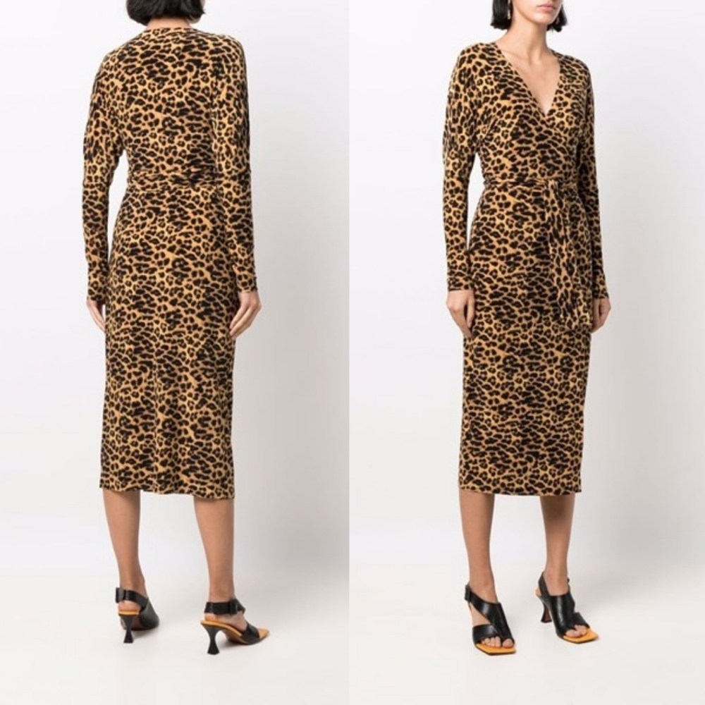 Norma Kamali leopard print wrap dress